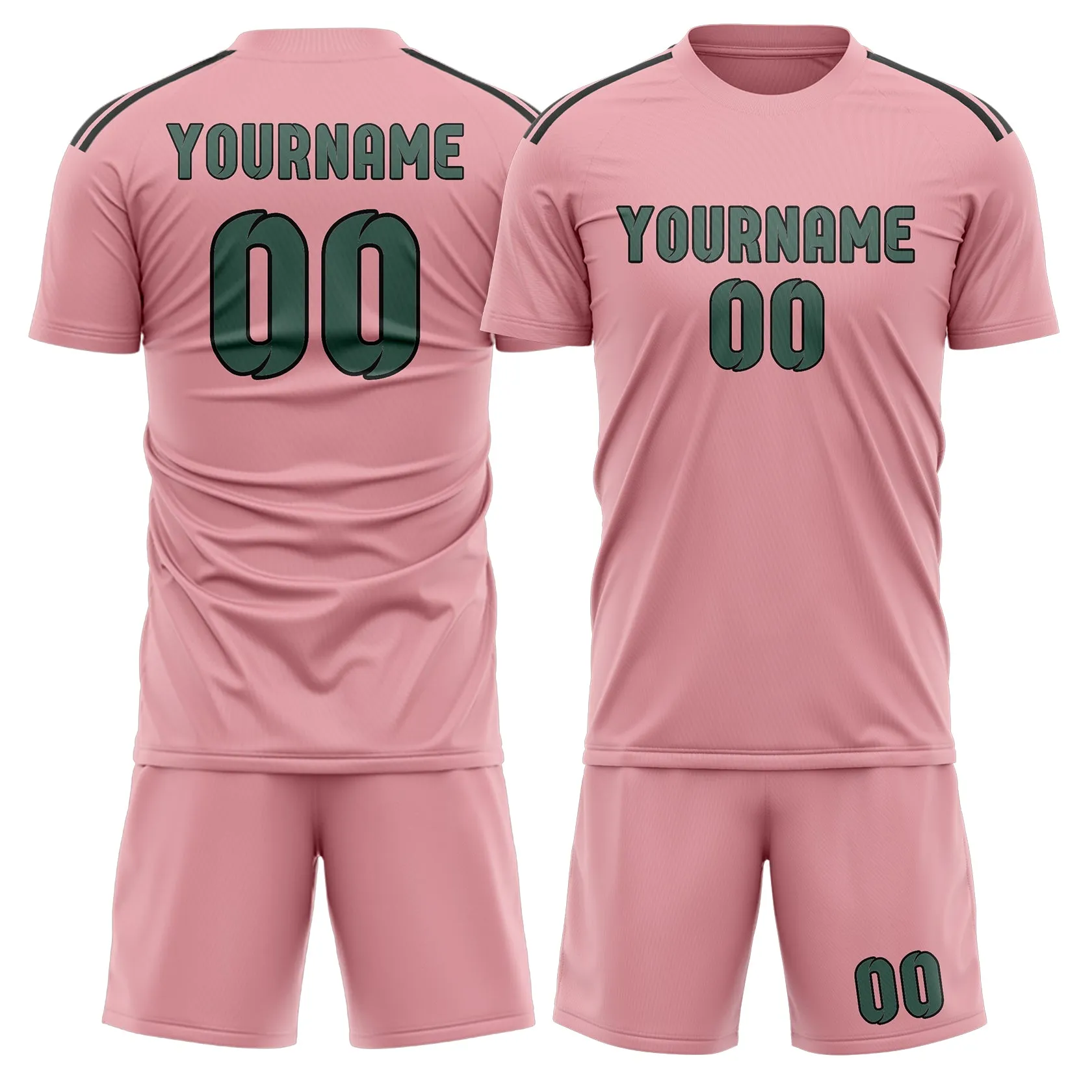 Custom Light Pink Blue Green Soccer Set sold by Tailorly