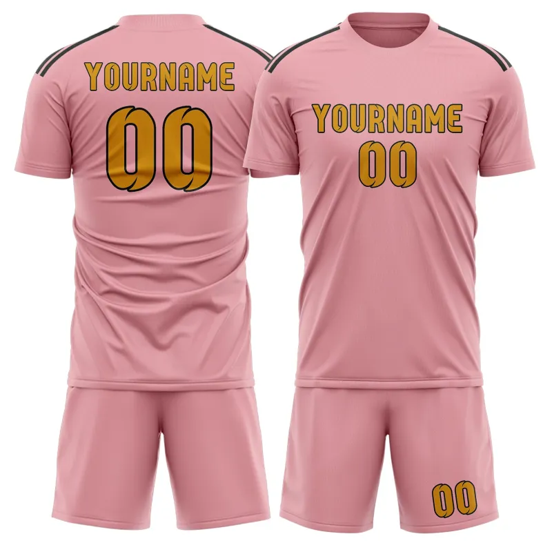 Custom Light Pink Yellow Soccer Set made by Tailorly