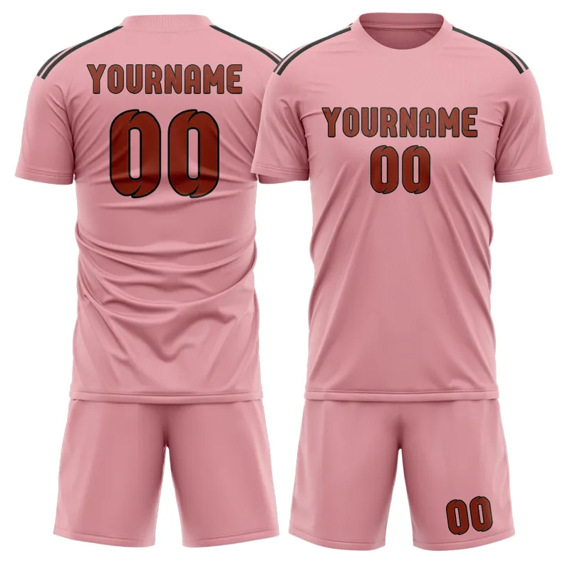 Custom Light Pink Coral Red Soccer Set made by Tailorly
