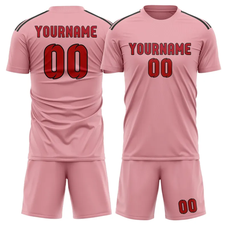 Custom Light Pink Red Soccer Set made by Tailorly