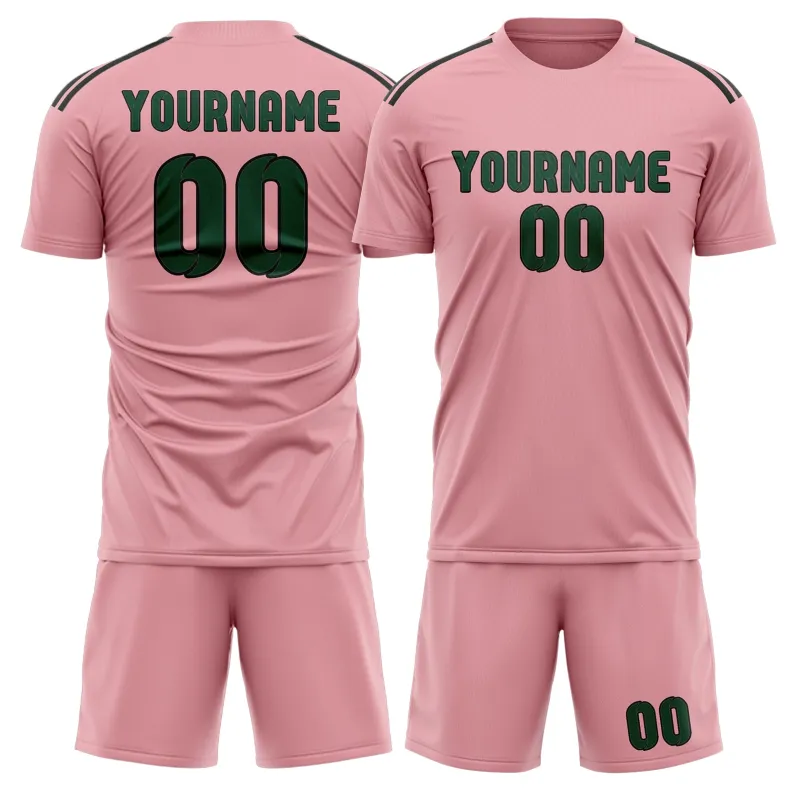 Custom Light Pink Green Soccer Set made by Tailorly