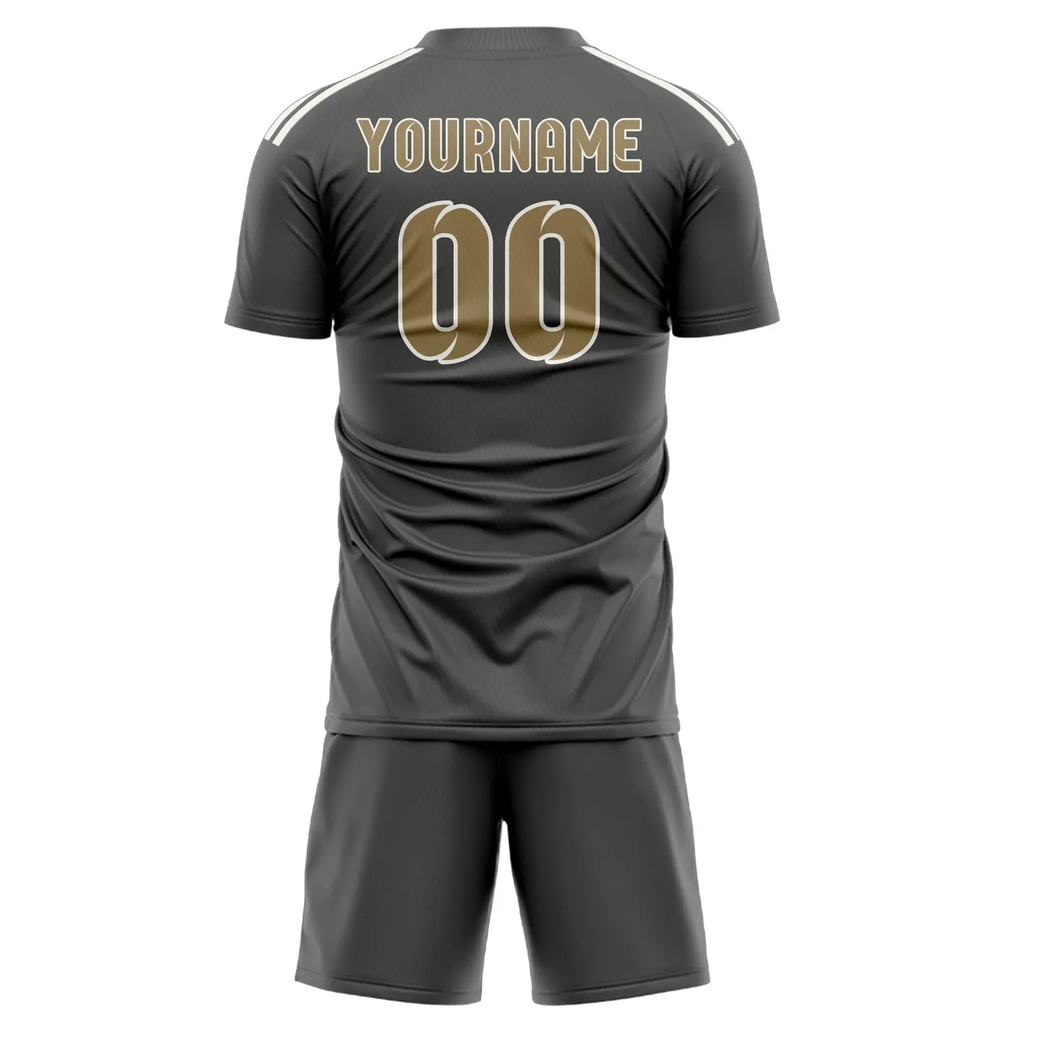 Custom Dark Grey Light Khaki Soccer Set sold by Tailorly product image thumbnail 3