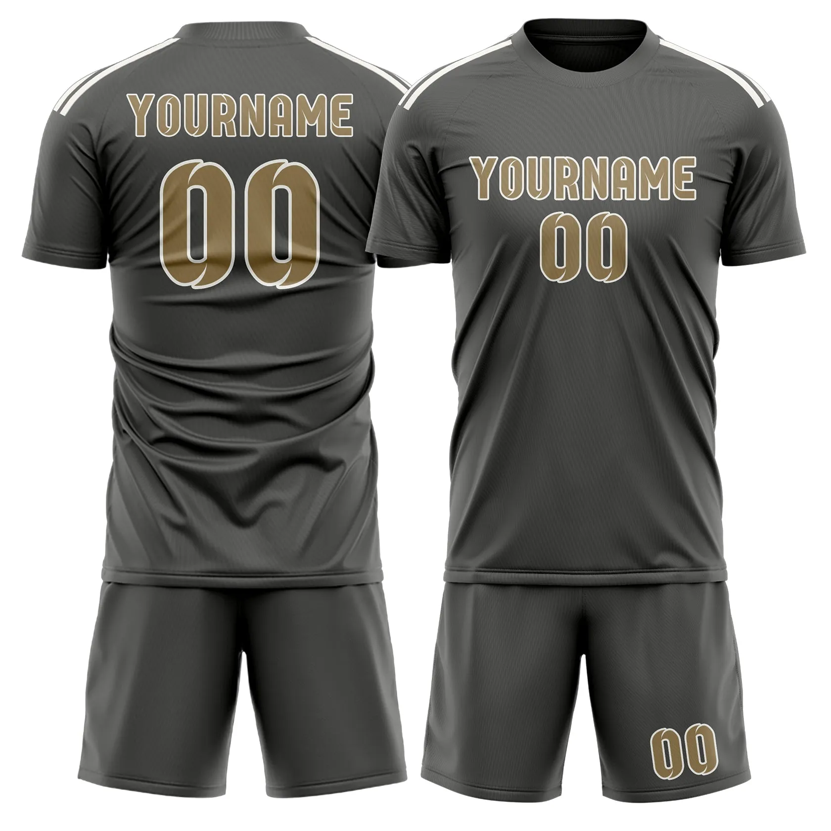 Custom Dark Grey Light Khaki Soccer Set sold by Tailorly