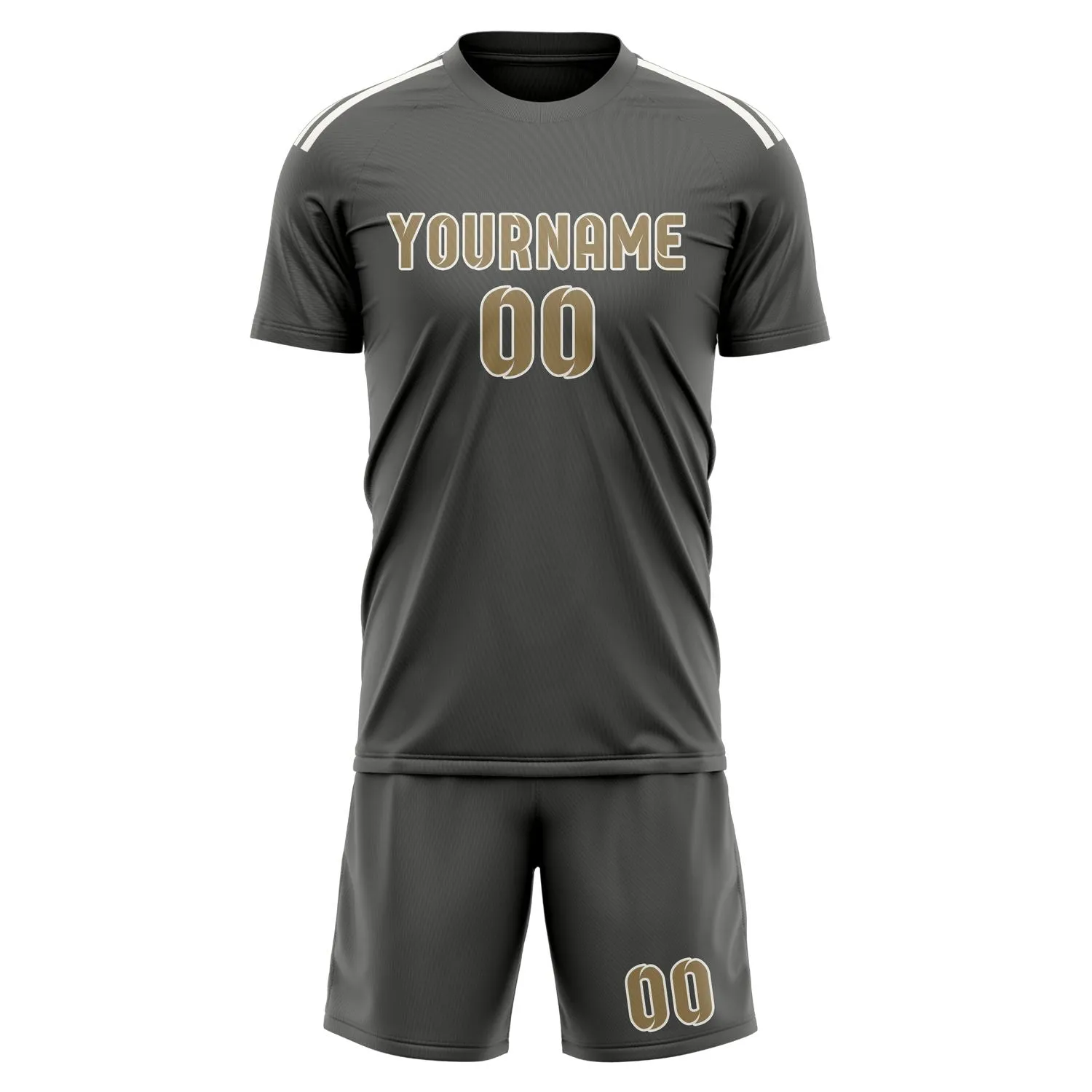 Custom Dark Grey Light Khaki Soccer Set sold by Tailorly product image thumbnail 2