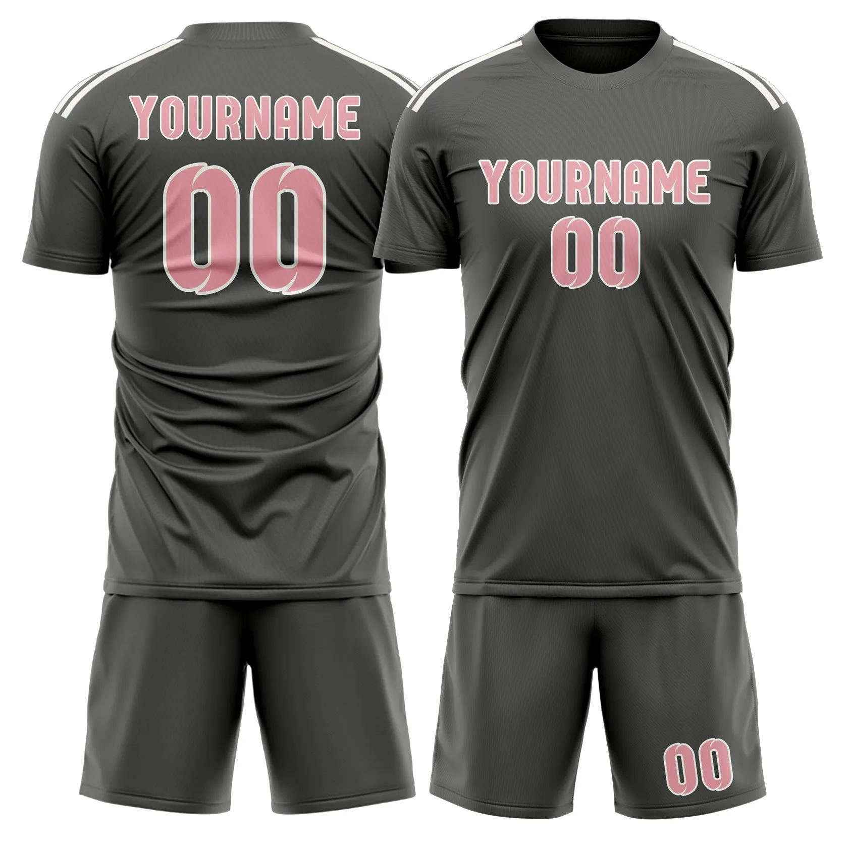 Custom Dark Grey Light Pink Soccer Set sold by Tailorly