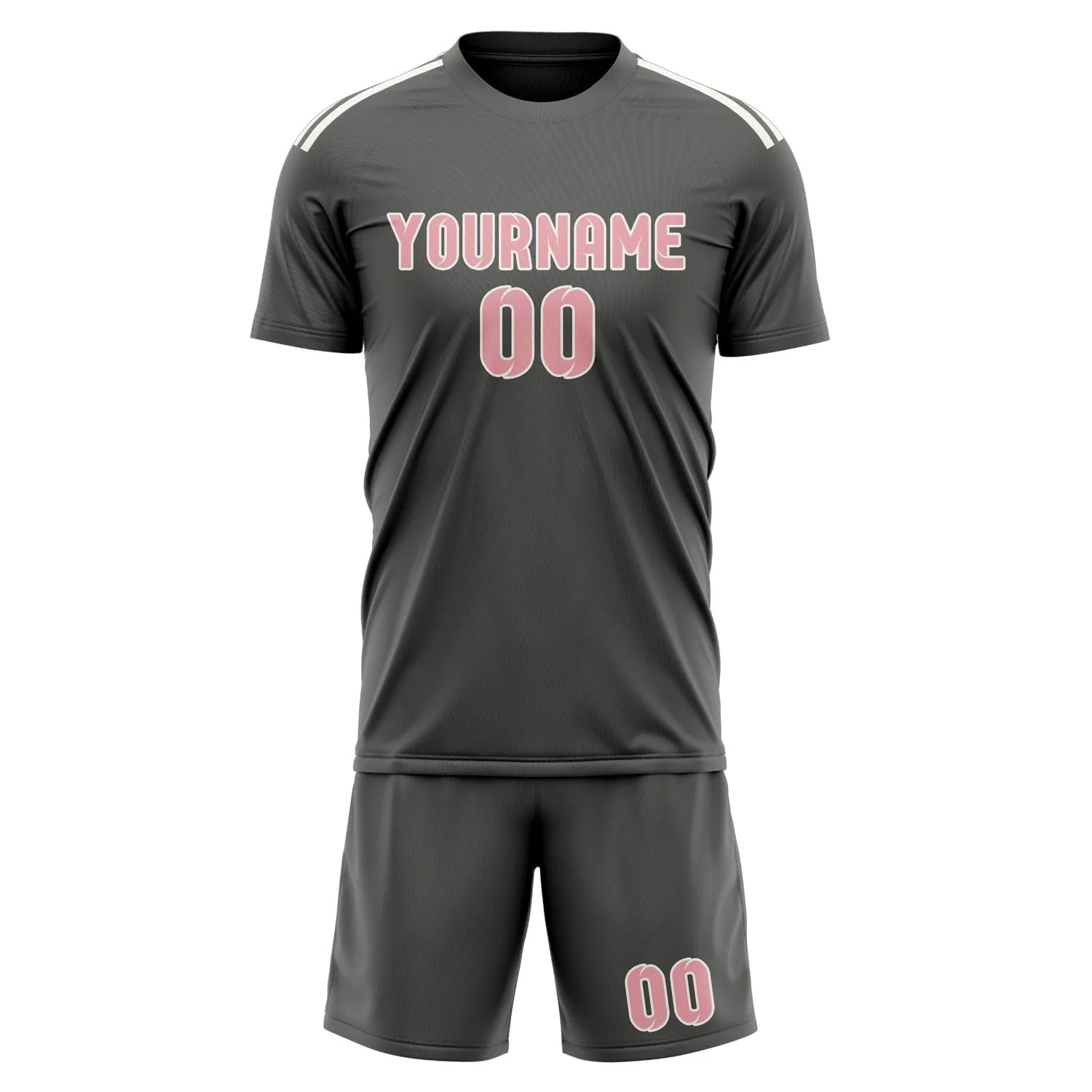 Custom Dark Grey Light Pink Soccer Set sold by Tailorly product image thumbnail 2