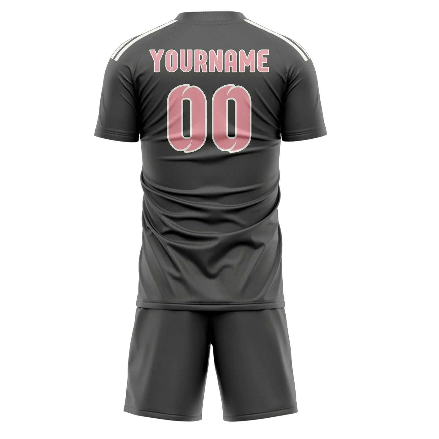 Custom Dark Grey Light Pink Soccer Set sold by Tailorly product image thumbnail 3