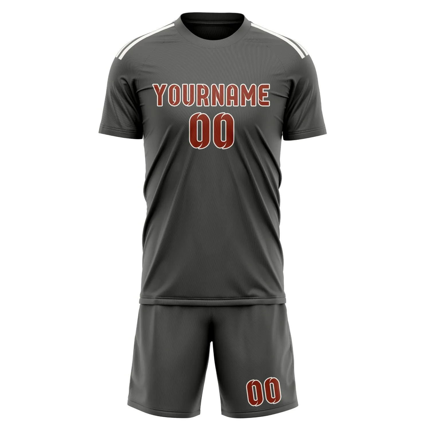 Custom Dark Grey Coral Red Soccer Set sold by Tailorly product image thumbnail 2