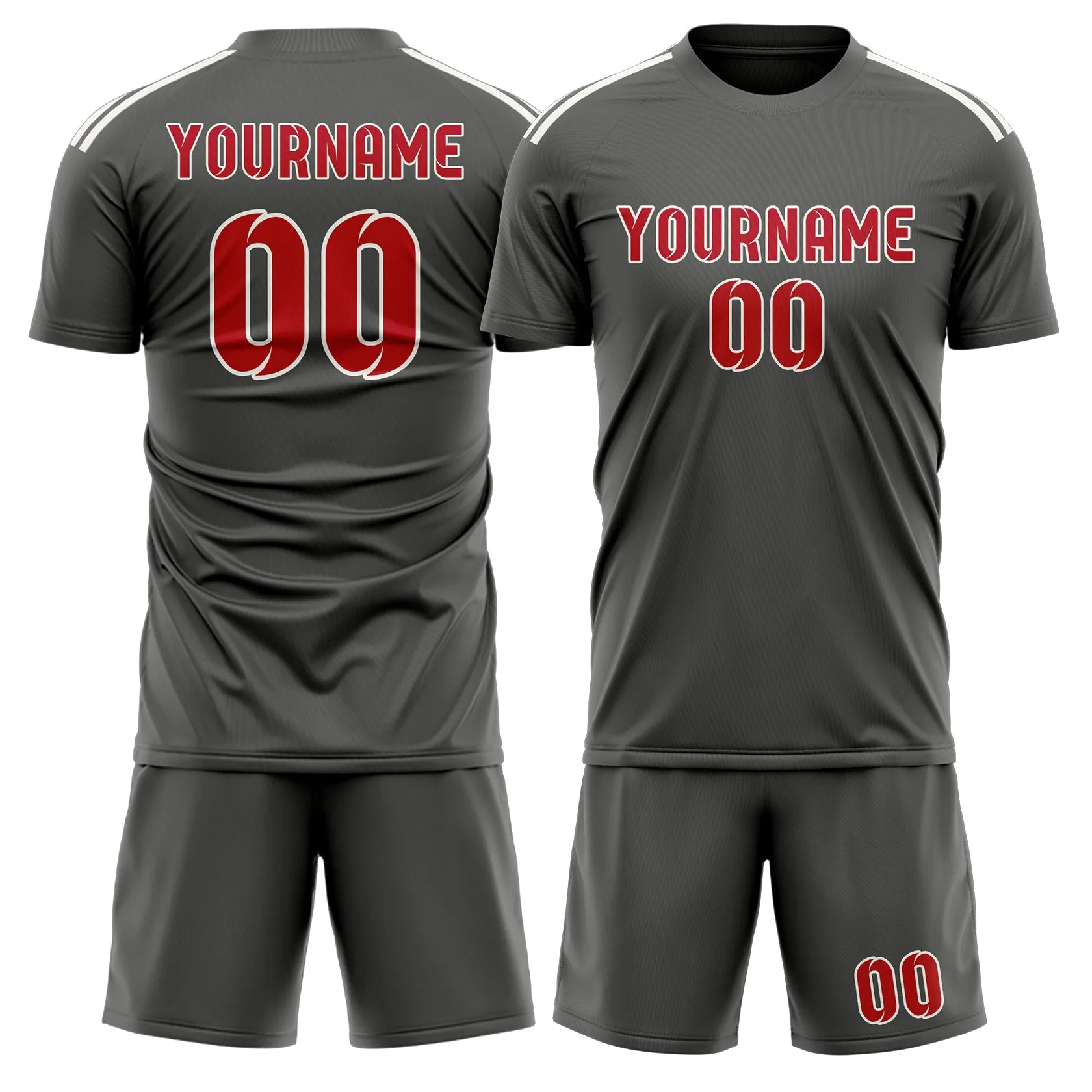 Custom Dark Grey Red Soccer Set sold by Tailorly