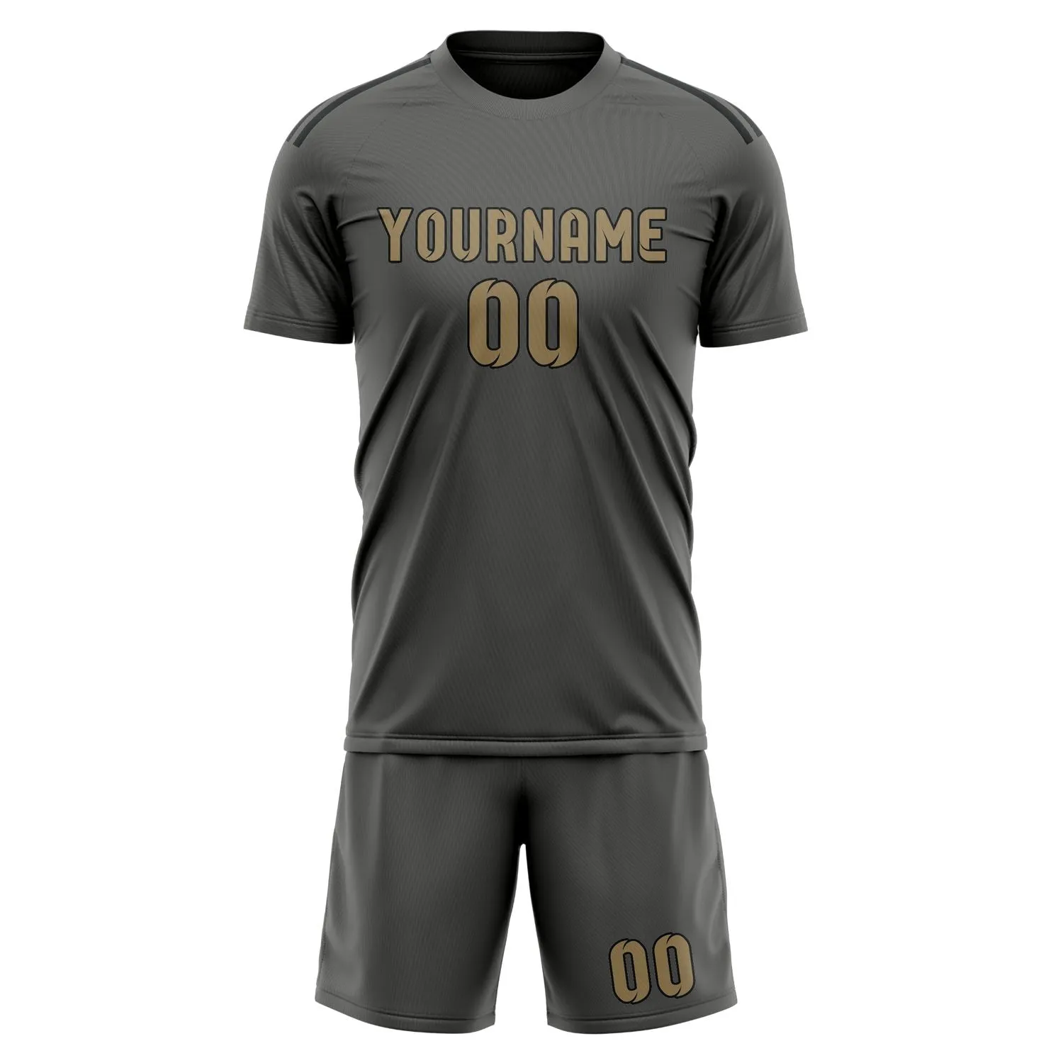 Custom Dark Grey Light Khaki Soccer Set sold by Tailorly product image thumbnail 2