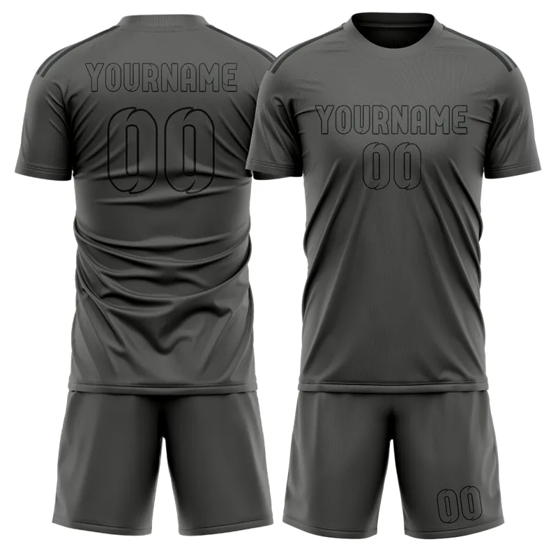 Custom Dark Grey Dark Grey Soccer Set made by Tailorly