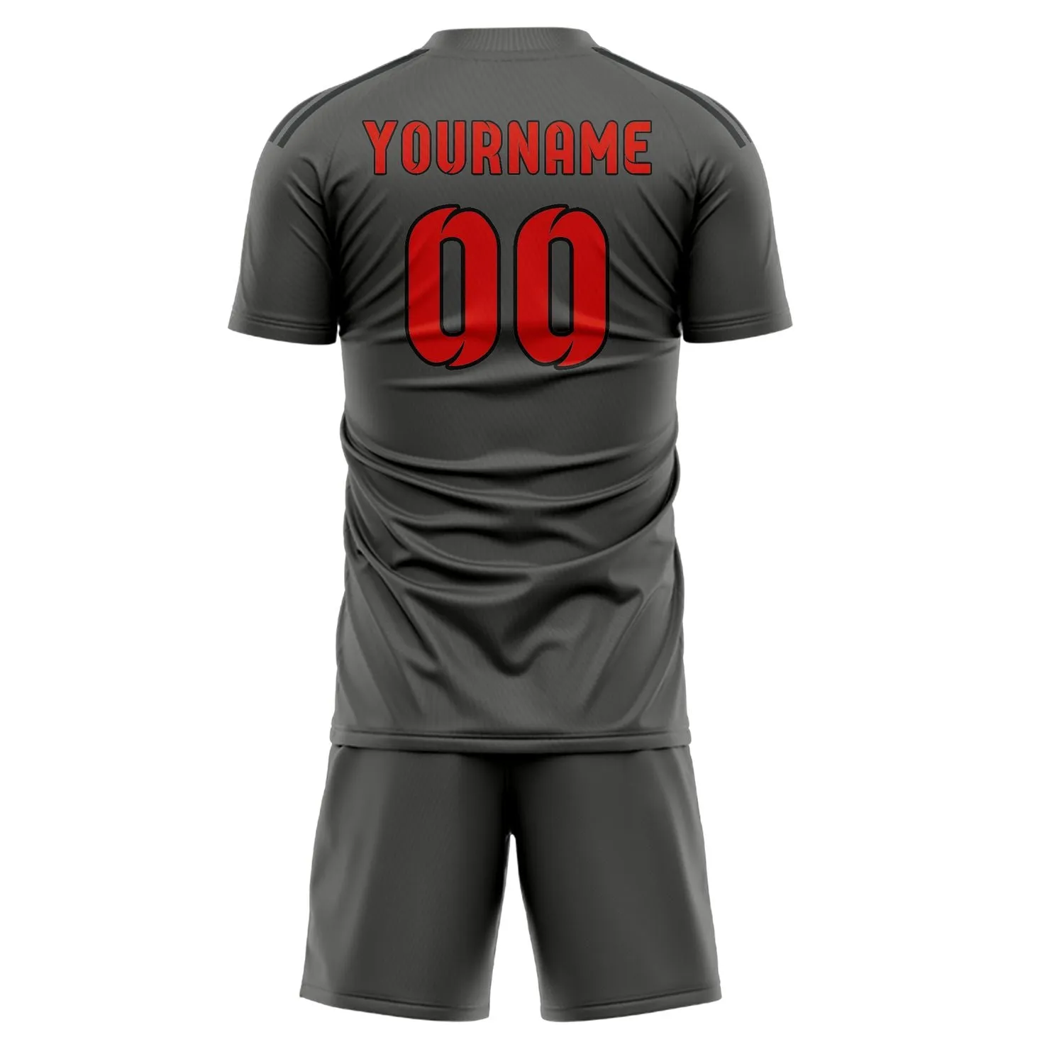 Custom Dark Grey Orange Red Soccer Set sold by Tailorly product image thumbnail 3