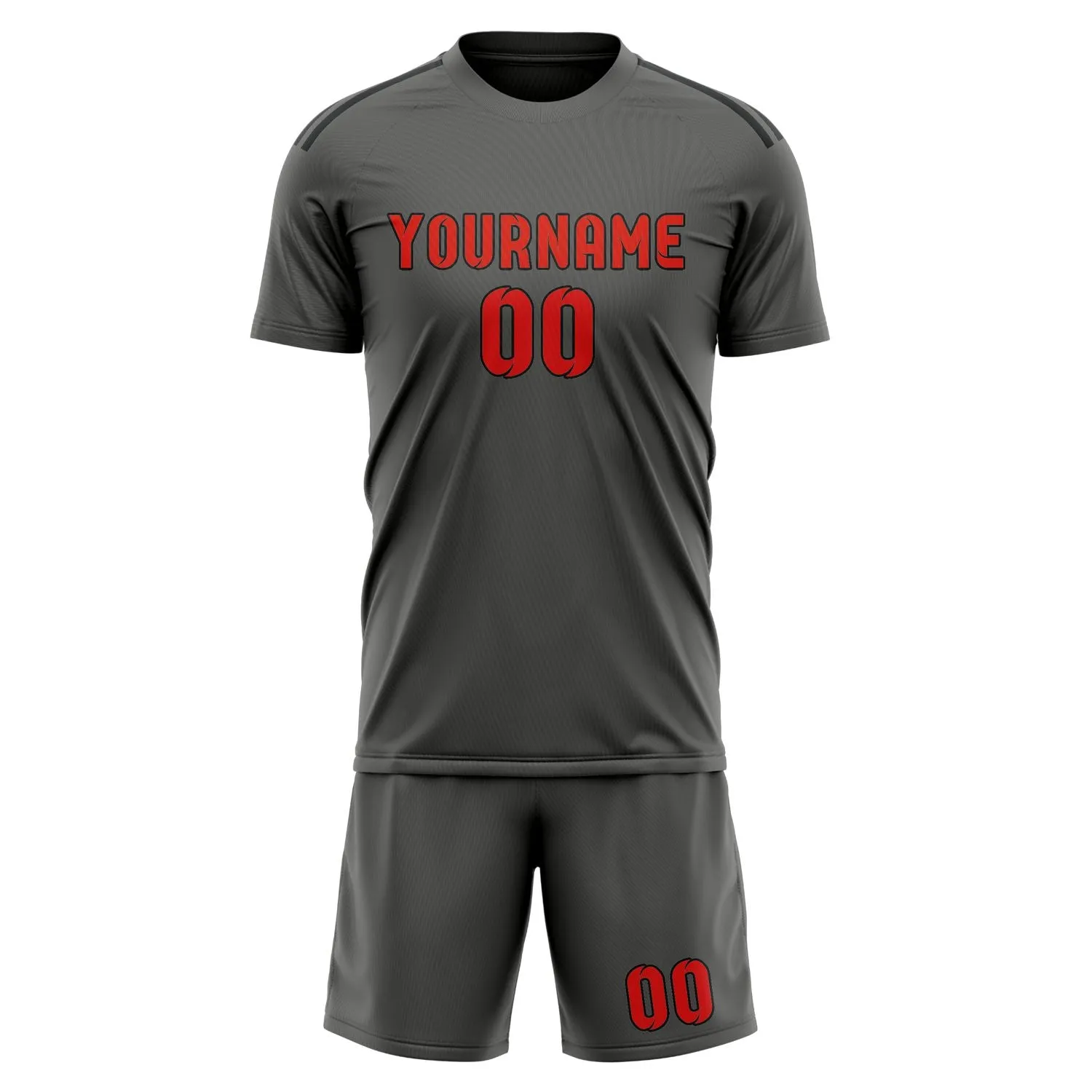 Custom Dark Grey Orange Red Soccer Set sold by Tailorly product image thumbnail 2