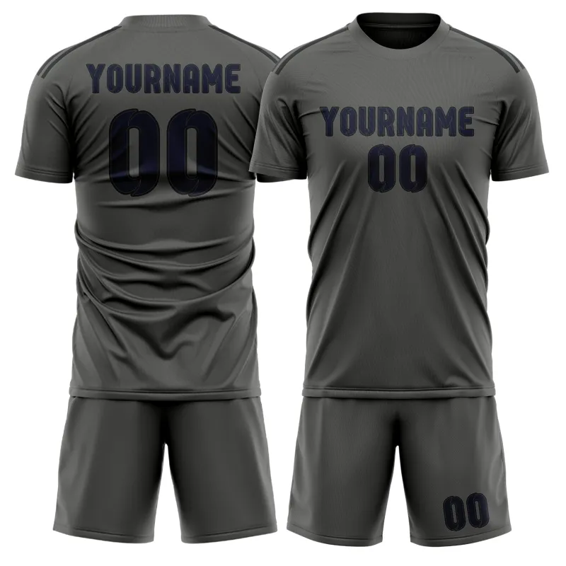 Custom Dark Grey Navy Soccer Set made by Tailorly