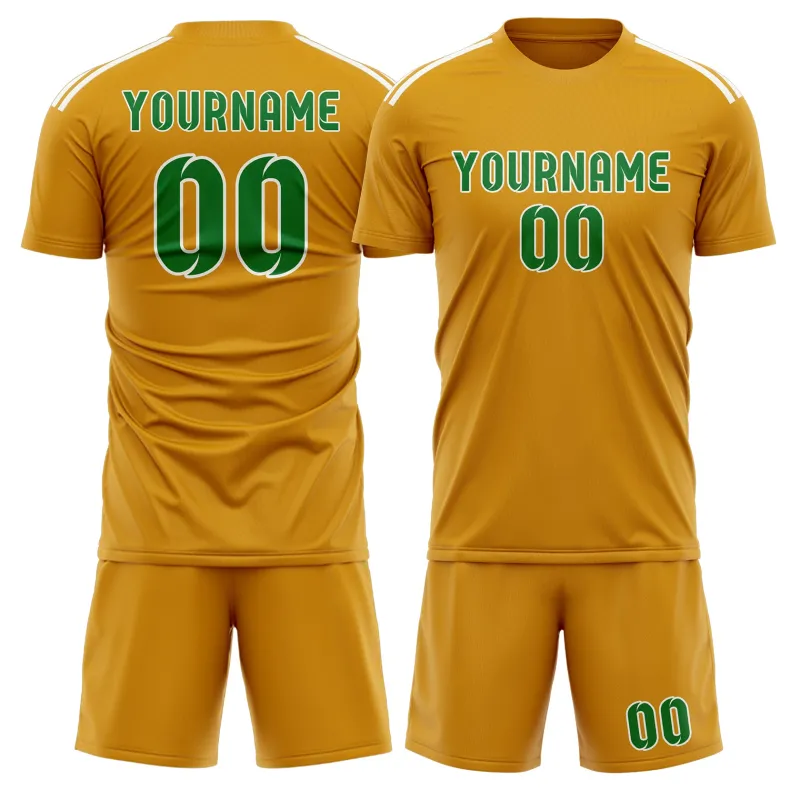 Custom Yellow Emerald Green Soccer Set made by Tailorly