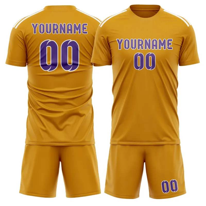 Custom Yellow Light Purple Soccer Set made by Tailorly