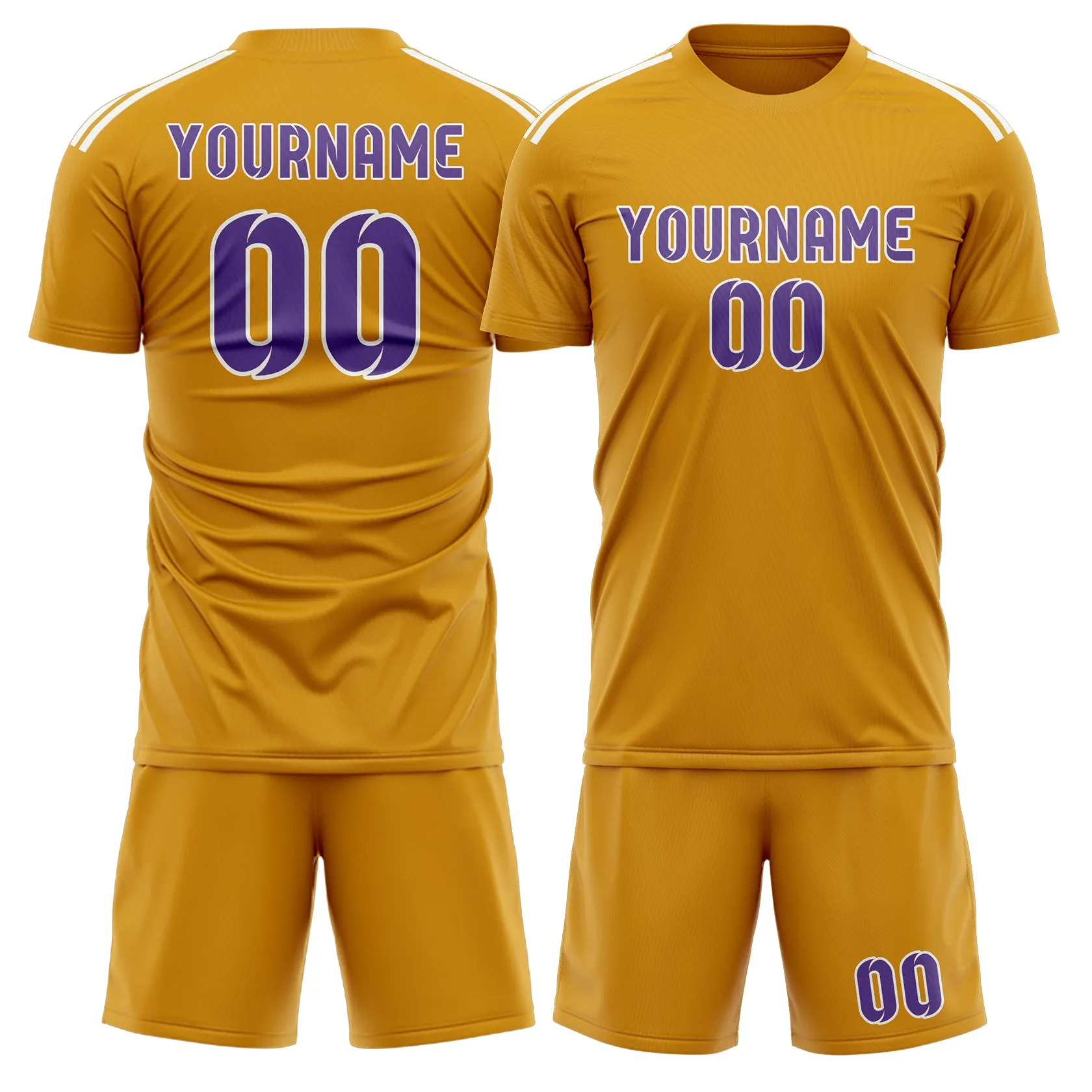 Custom Yellow Light Purple Soccer Set sold by Tailorly