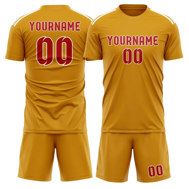 Custom Yellow Red Soccer Set made by Tailorly