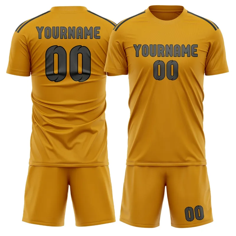 Custom Yellow Dark Grey Soccer Set made by Tailorly