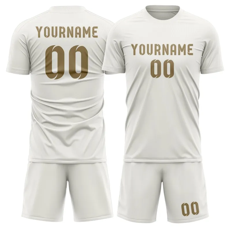 Custom White Light Khaki Soccer Set made by Tailorly