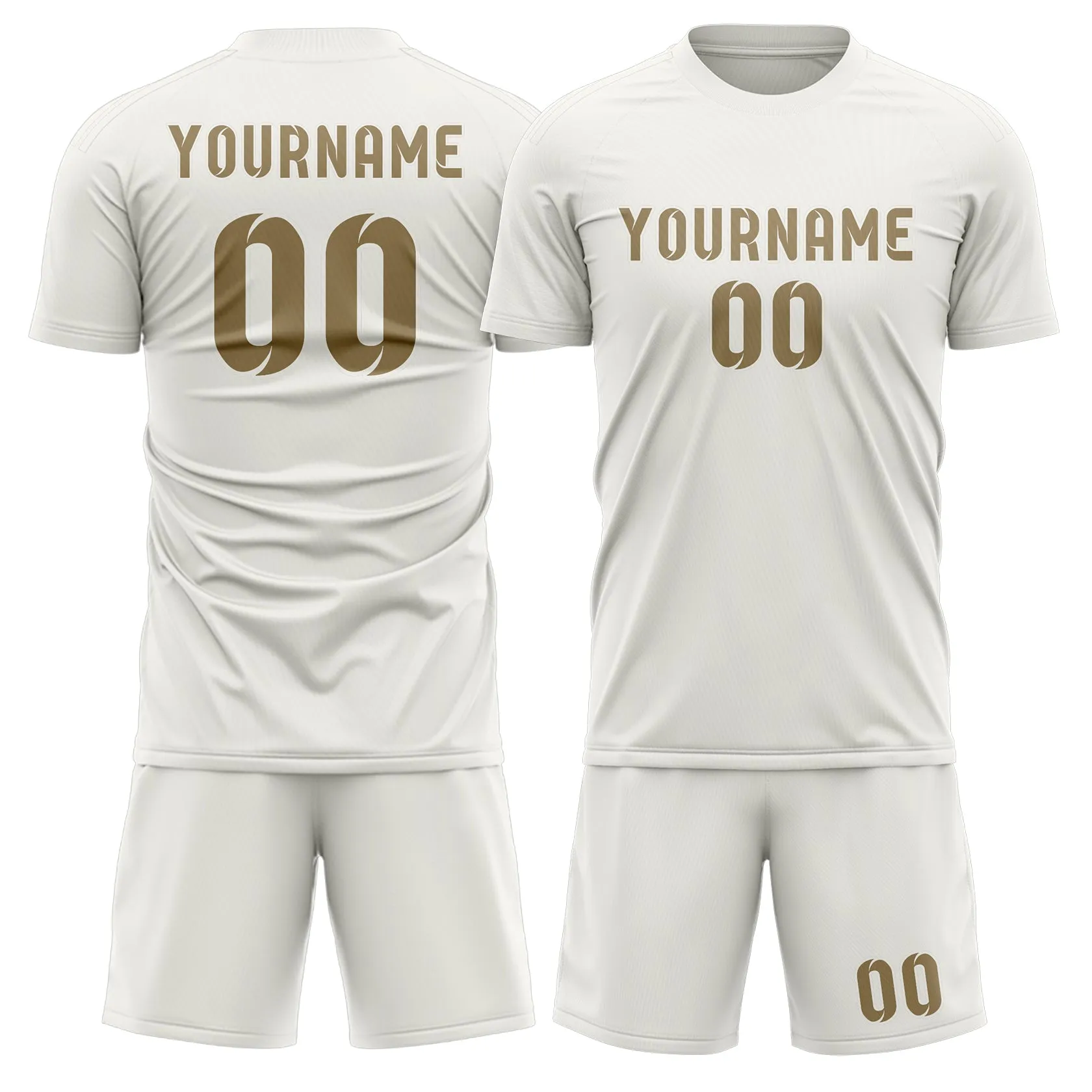 Custom White Light Khaki Soccer Set sold by Tailorly