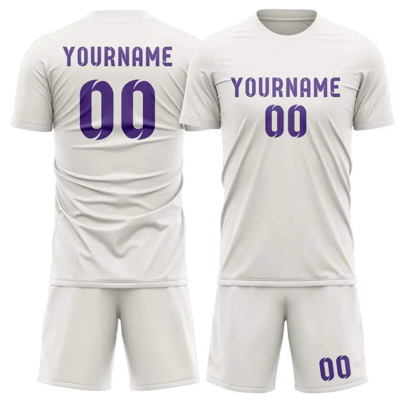 Custom White Light Purple Soccer Set made by Tailorly