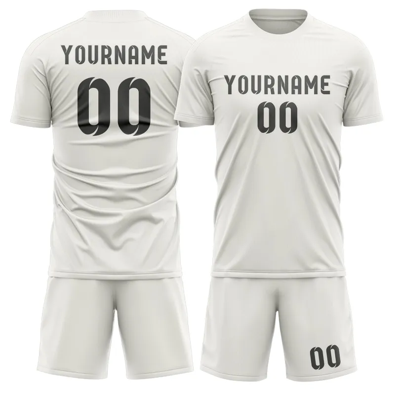 Custom White Dark Grey Soccer Set made by Tailorly