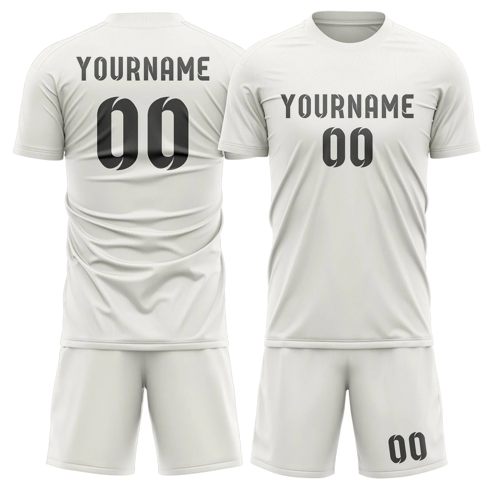 Custom White Dark Grey Soccer Set sold by Tailorly