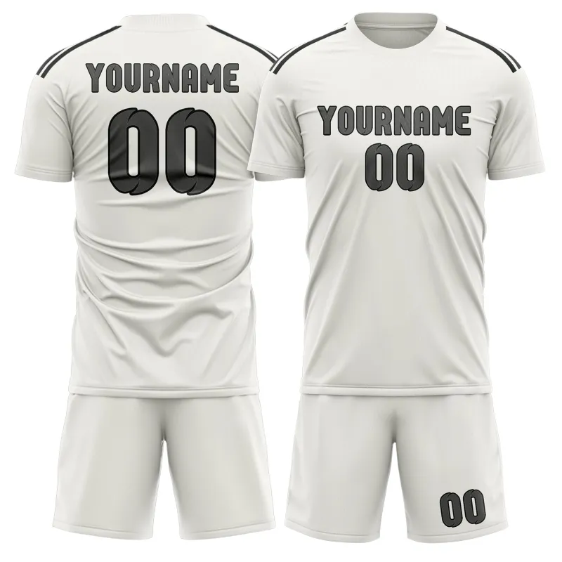 Custom White Dark Grey Soccer Set made by Tailorly