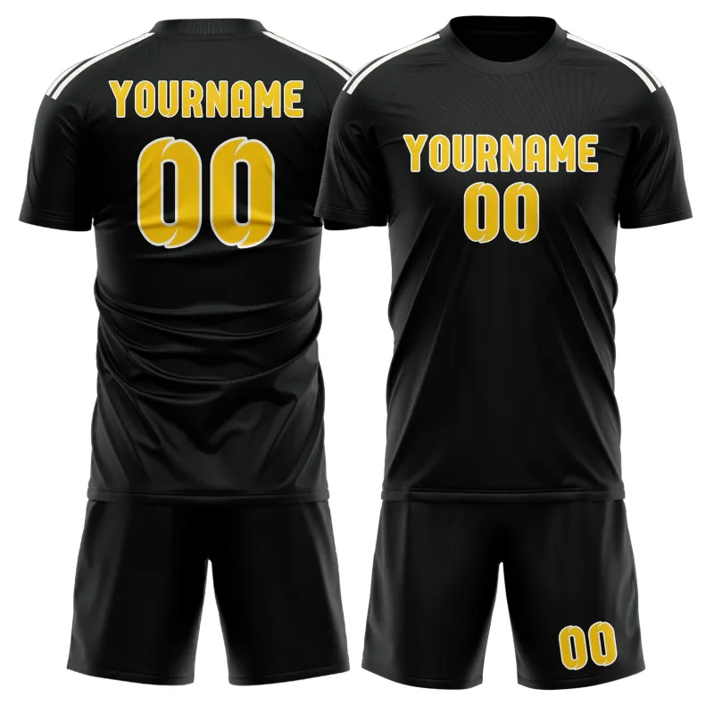 Custom Black Gold Soccer Set made by Tailorly