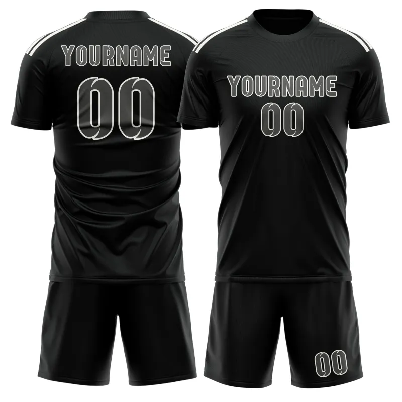 Custom Black Dark Grey Soccer Set made by Tailorly