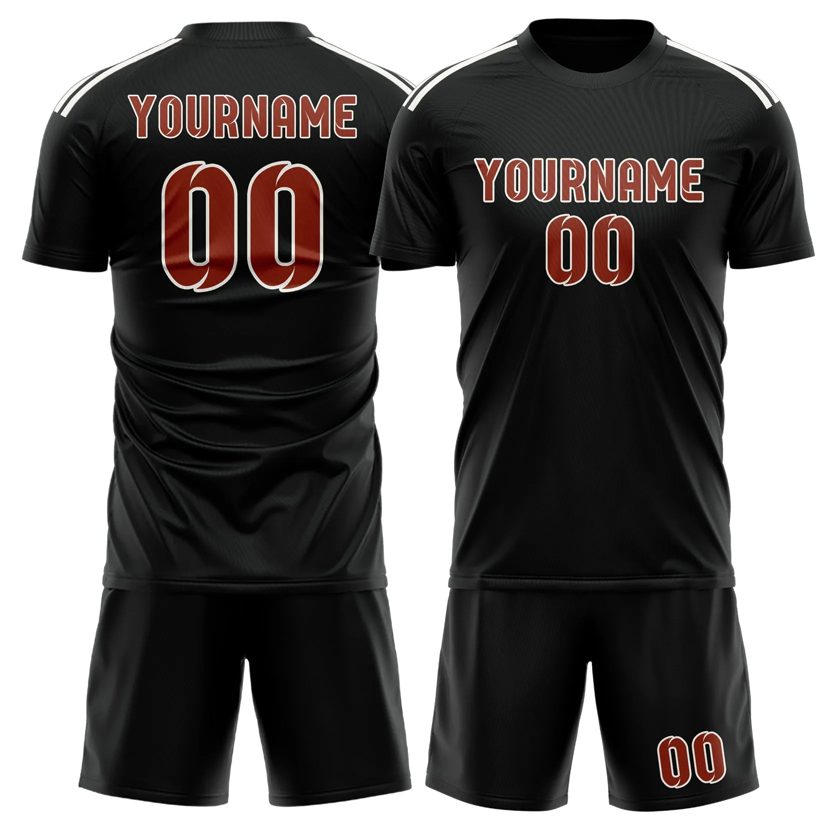 Custom Black Coral Red Soccer Set sold by Tailorly