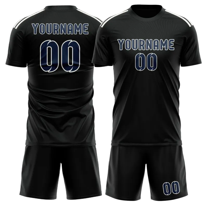 Custom Black Blue Soccer Set made by Tailorly