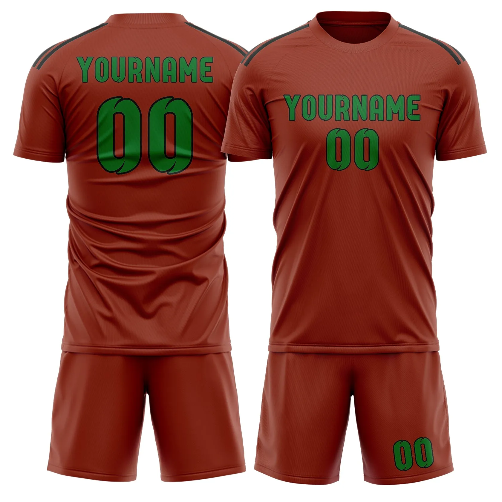 Custom Coral Red Emerald Green Soccer Set sold by Tailorly