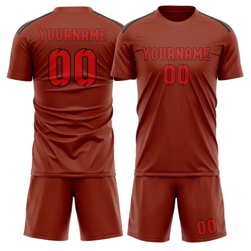 Custom Coral Red Orange Red Soccer Set made by Tailorly
