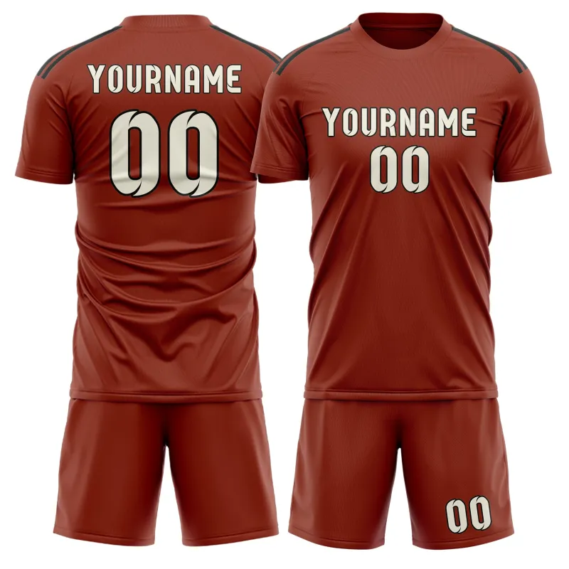 Custom Coral Red Cream Soccer Set made by Tailorly