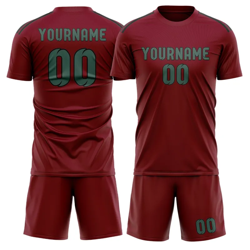 Custom Crimson Red Blue Green Soccer Set made by Tailorly