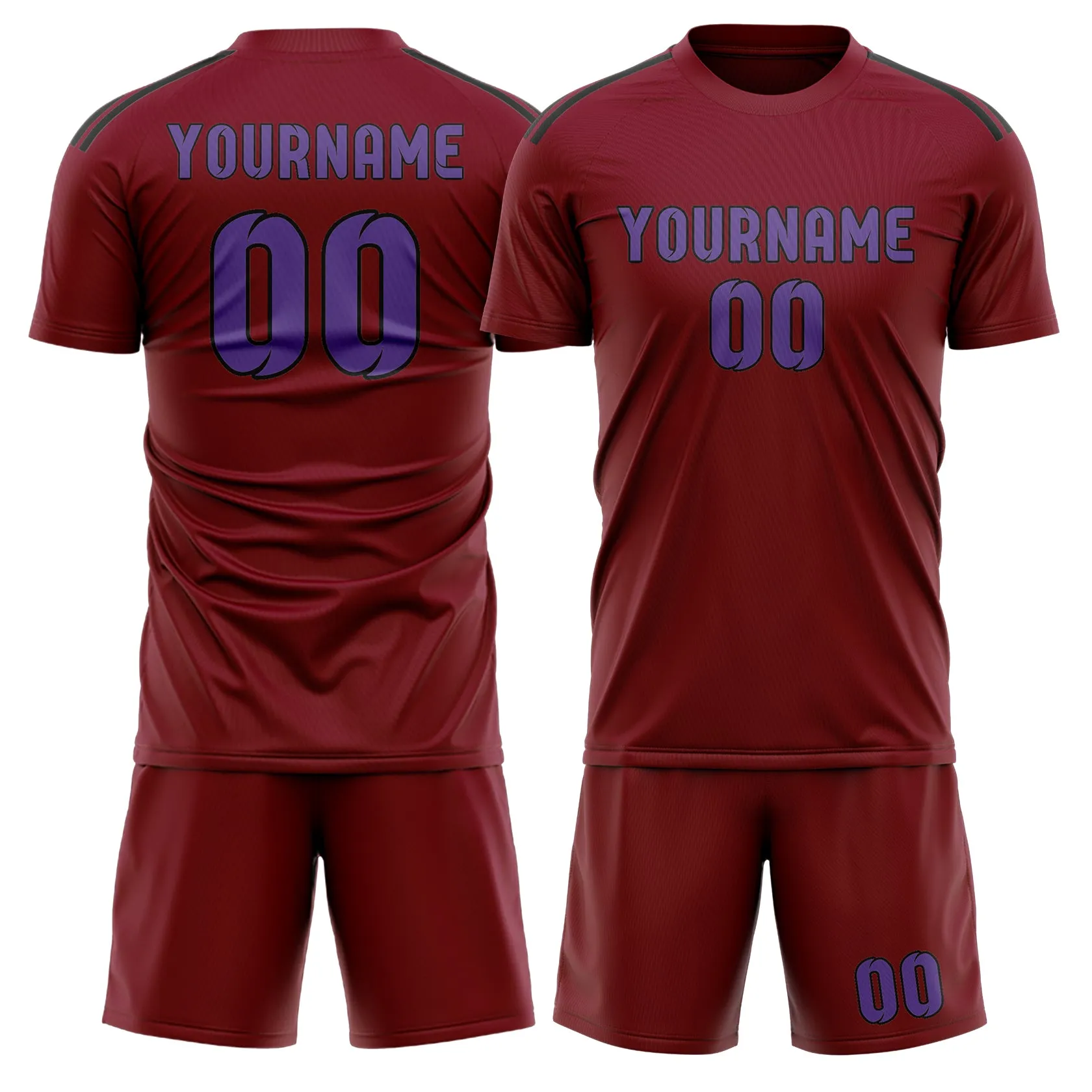 Custom Crimson Red Light Purple Soccer Set sold by Tailorly