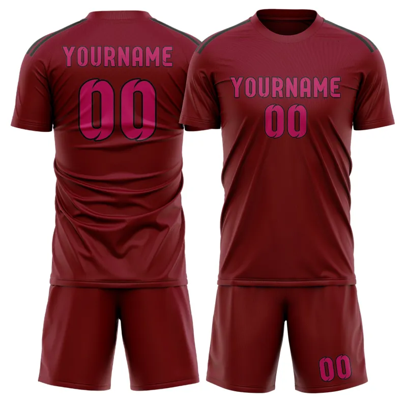 Custom Crimson Red Pink Soccer Set made by Tailorly