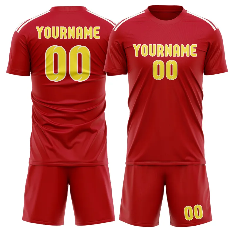 Custom Red Light Yellow Soccer Set made by Tailorly
