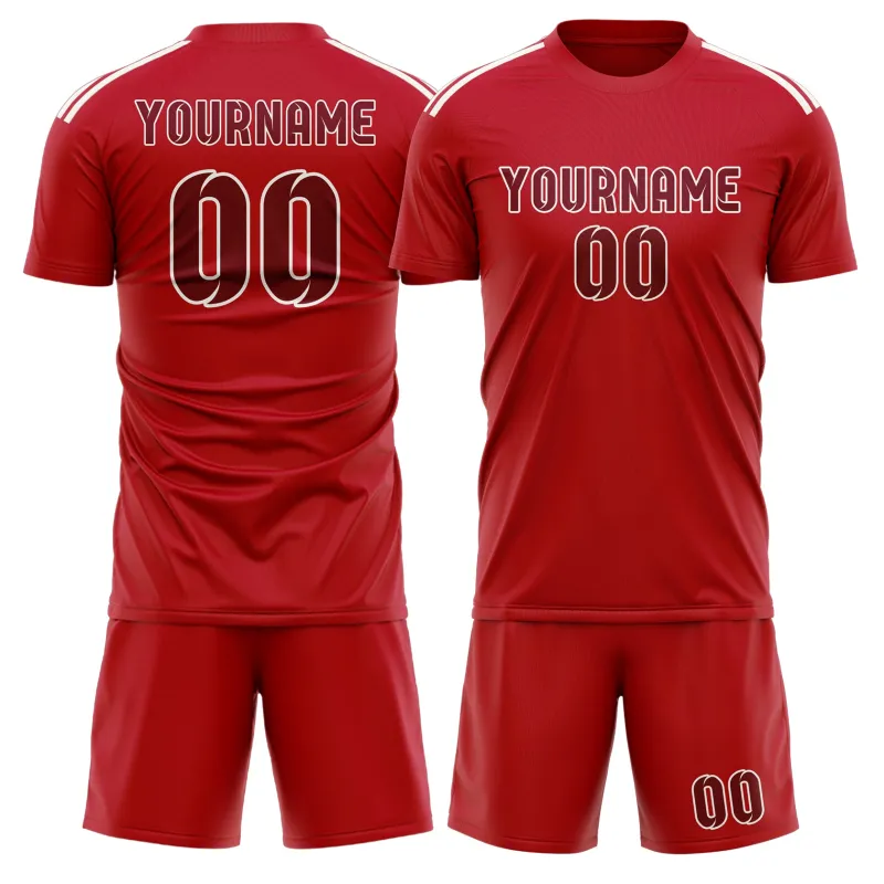 Custom Red Crimson Red Soccer Set made by Tailorly