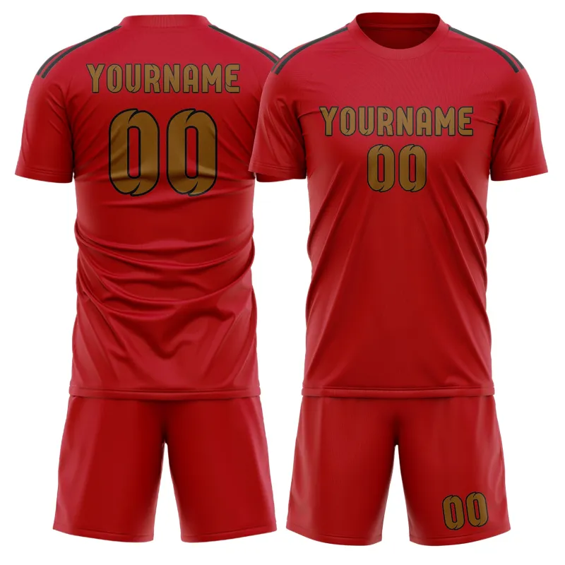 Custom Red Khaki Soccer Set made by Tailorly