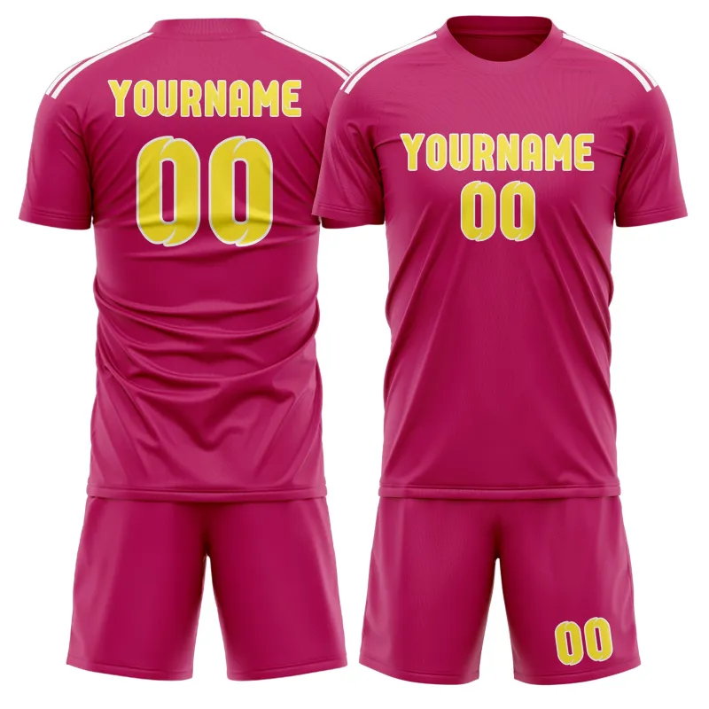 Custom Pink Light Yellow Soccer Set made by Tailorly