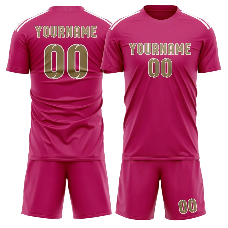 Custom Pink Light Khaki Soccer Set made by Tailorly