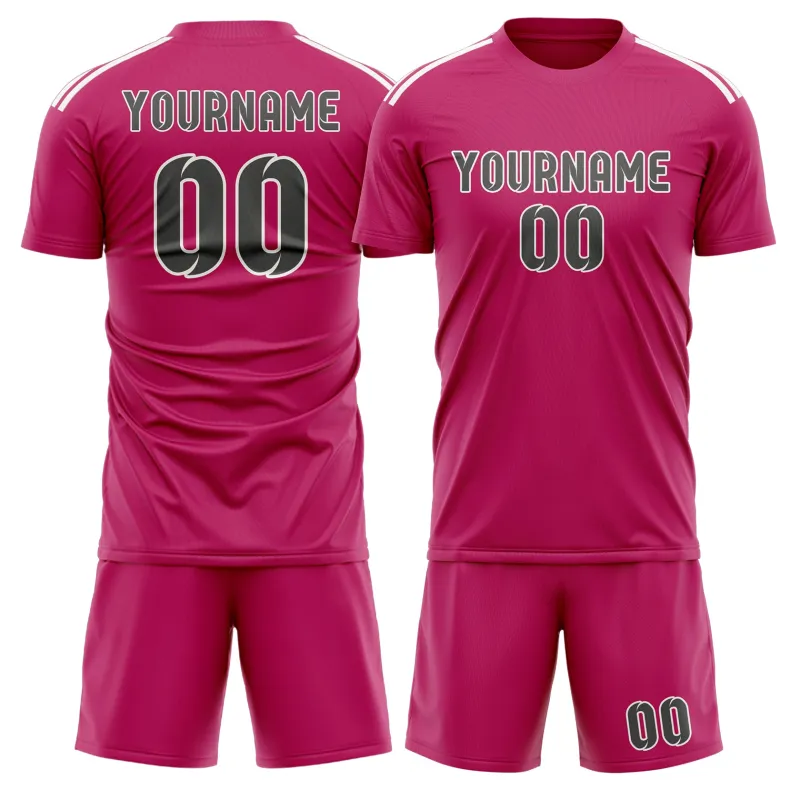 Custom Pink Dark Grey Soccer Set made by Tailorly