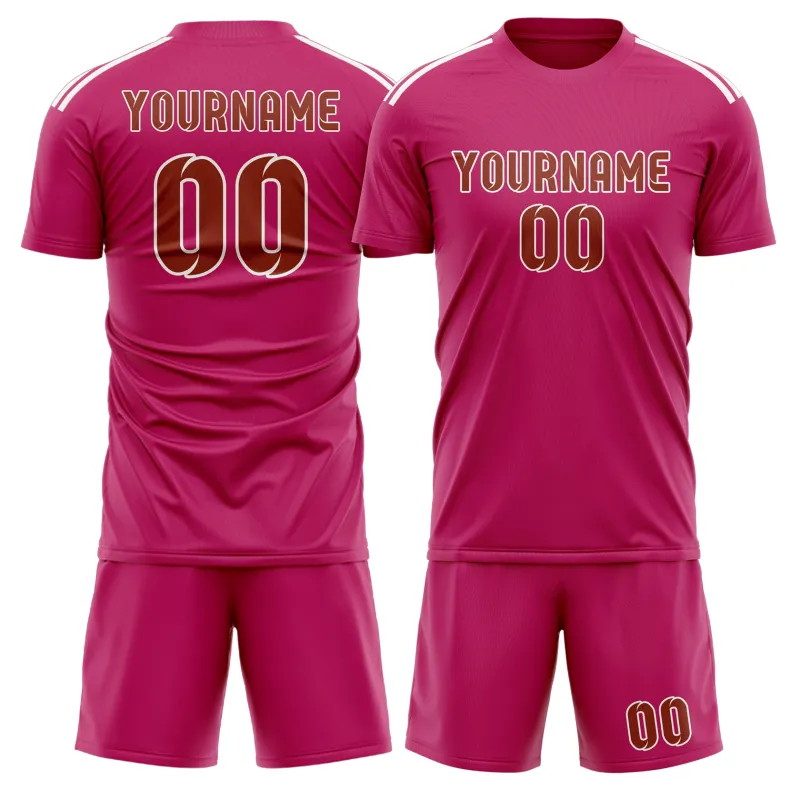 Custom Pink Coral Red Soccer Set made by Tailorly
