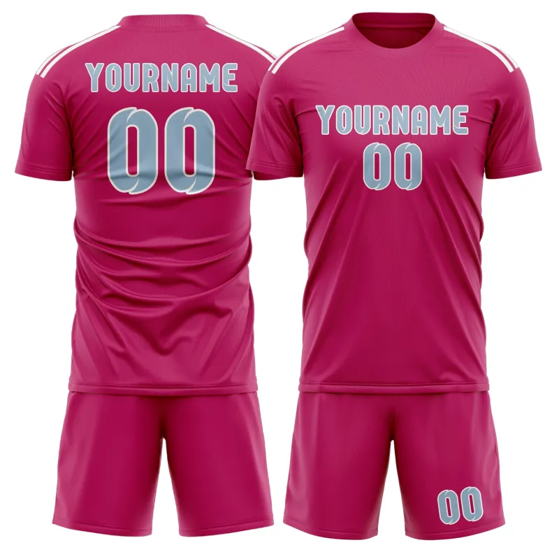 Custom Pink Light Blue Soccer Set made by Tailorly