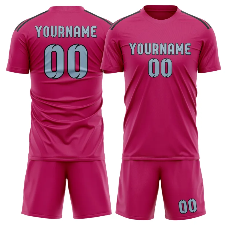 Custom Pink Light Blue Soccer Set made by Tailorly