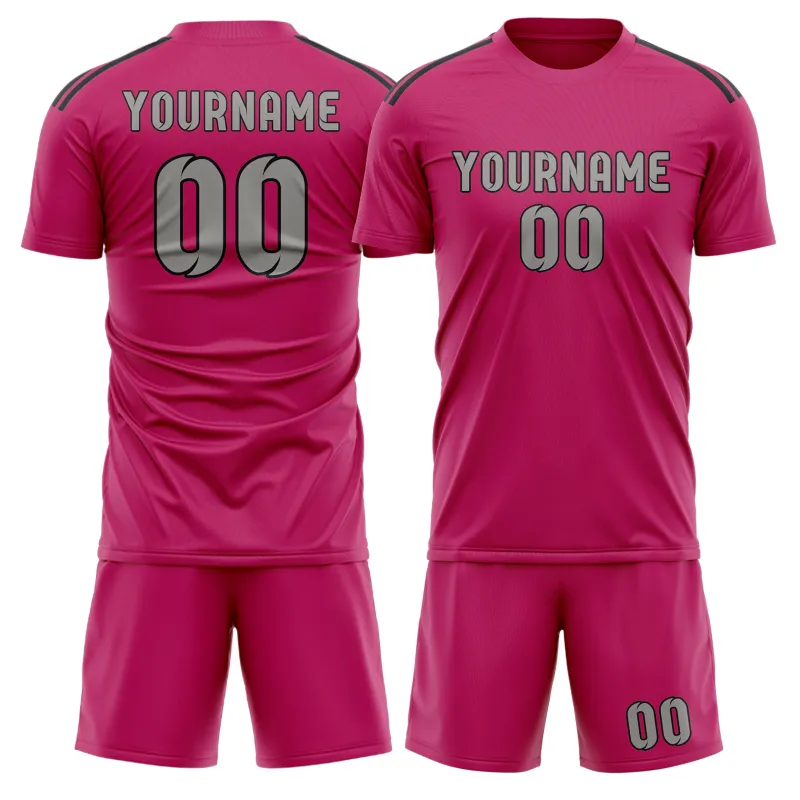 Custom Pink Gray Soccer Set made by Tailorly