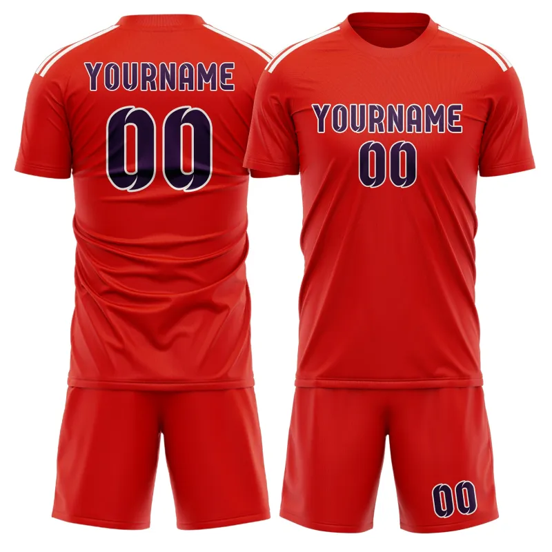 Custom Orange Red Purple Soccer Set made by Tailorly